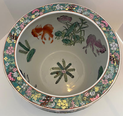 Chinese Famille Verte Style Porcelain Fish Bowl Jardinière Phoenix & Lotus, 20th — detail 6