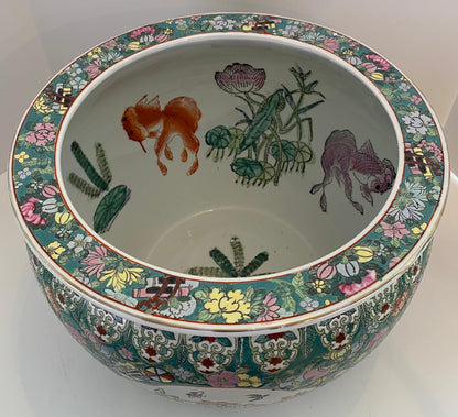 Chinese Famille Verte Style Porcelain Fish Bowl Jardinière Phoenix & Lotus, 20th — detail 4