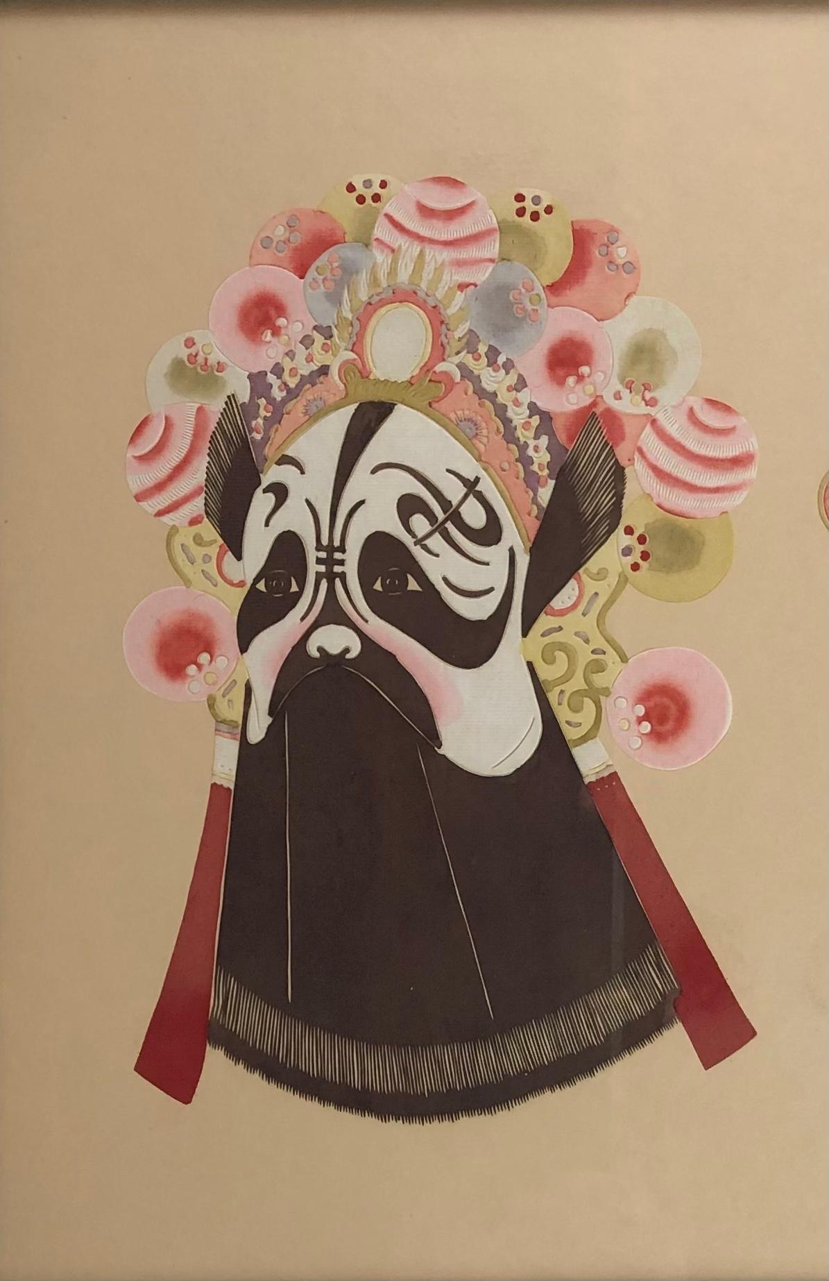 Large Wall Hanging Mixed Media of 5 Ceremonial Deity Masks — detail 2