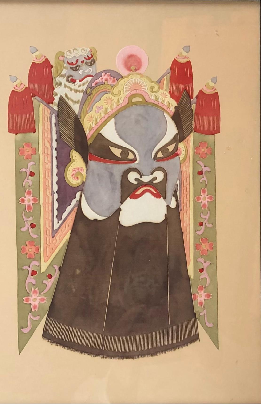 Large Wall Hanging Mixed Media of 5 Ceremonial Deity Masks — detail 6