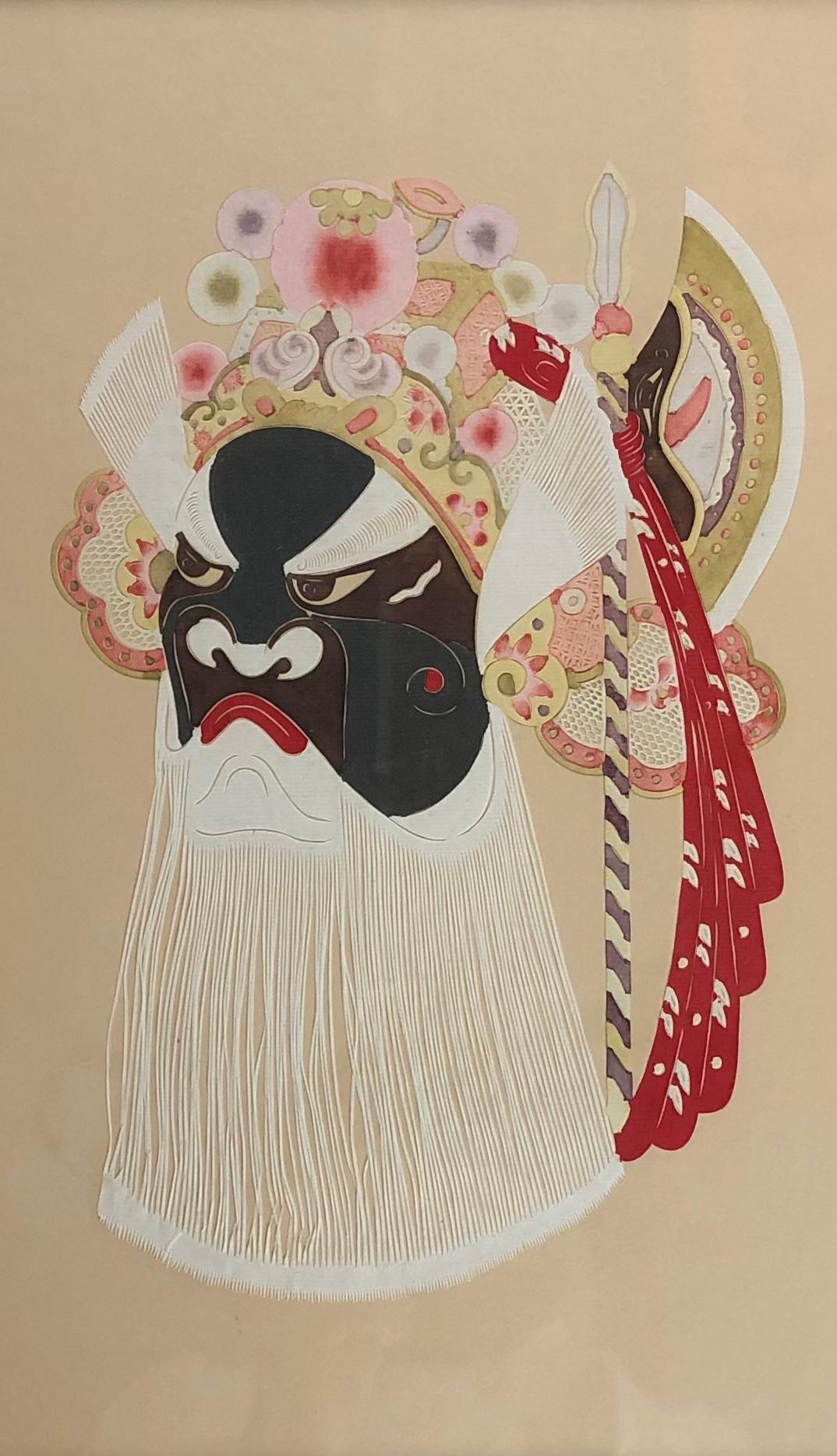 Large Wall Hanging Mixed Media of 5 Ceremonial Deity Masks — detail 3
