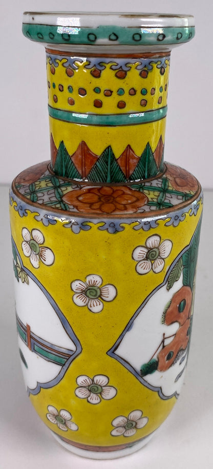 Chinese Famille Jaune Porcelain Vase with Figural Panels, Qianlong Mark, 20th C. — detail 9