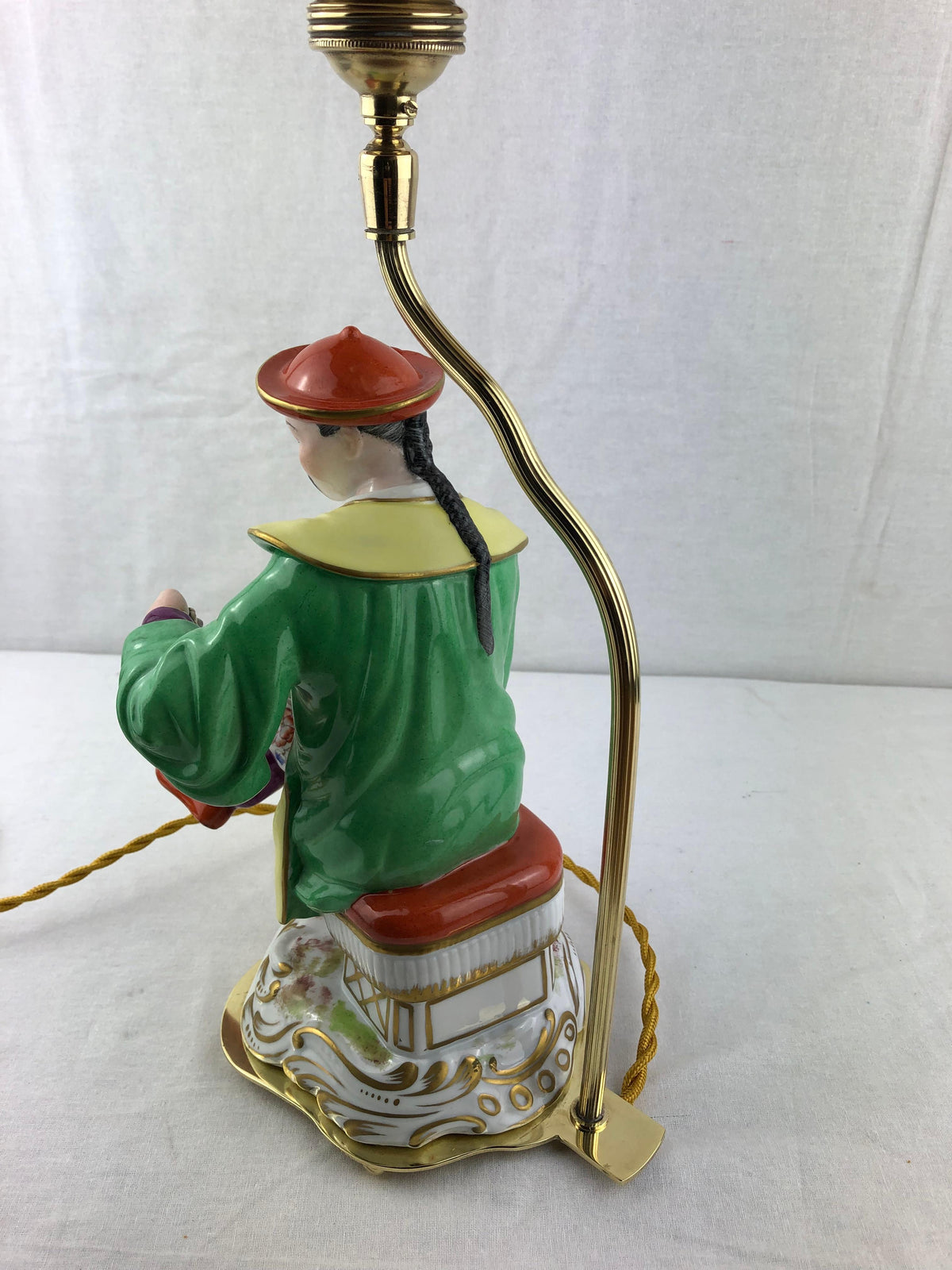 Hand-Painted French Porcelain Chinoiserie Table Lamp Attributed to J. Poncet — detail 7