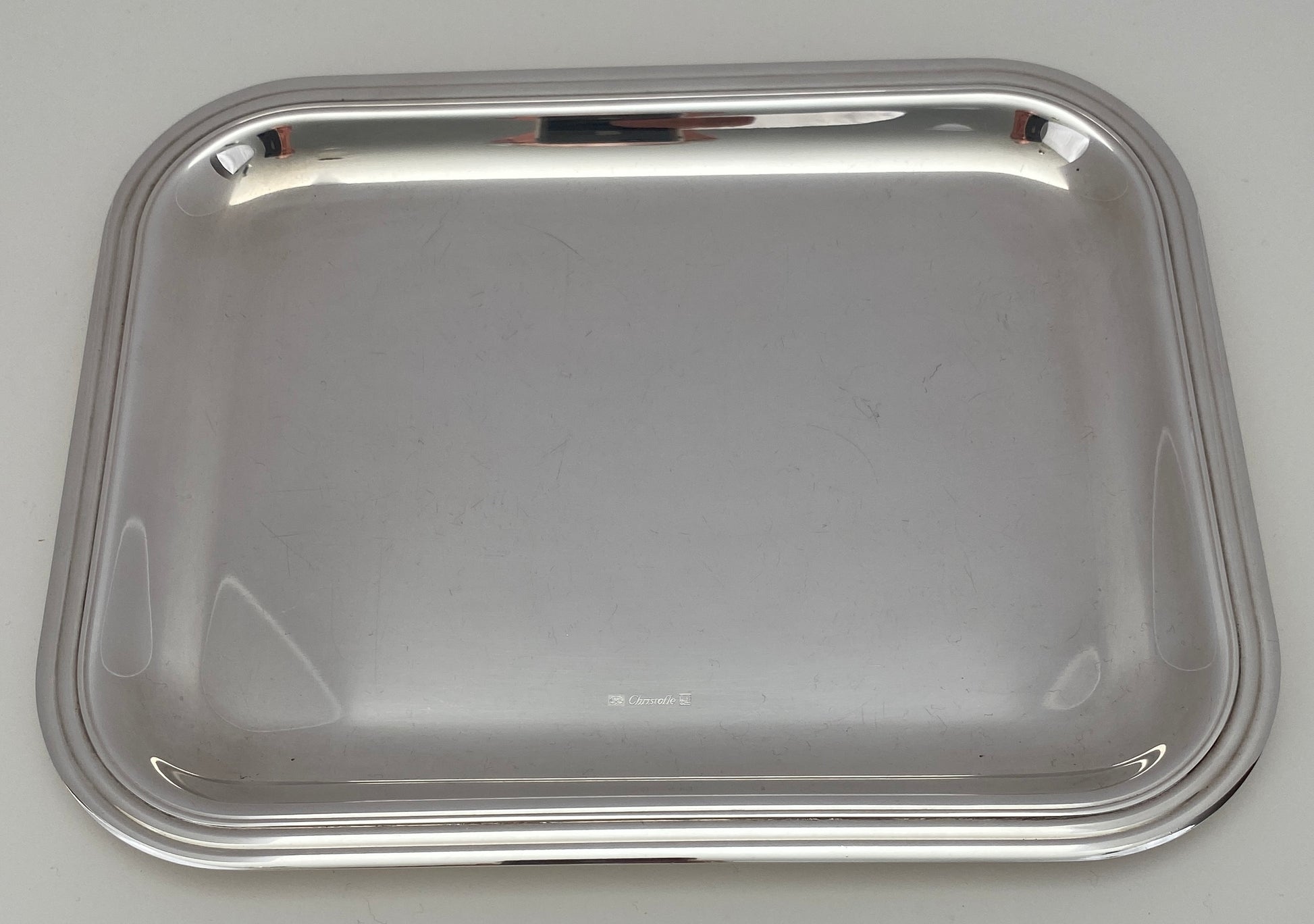 Small Cocktail Tray by Christofle, French Art Deco Silver Plated Serving Tray — detail 6