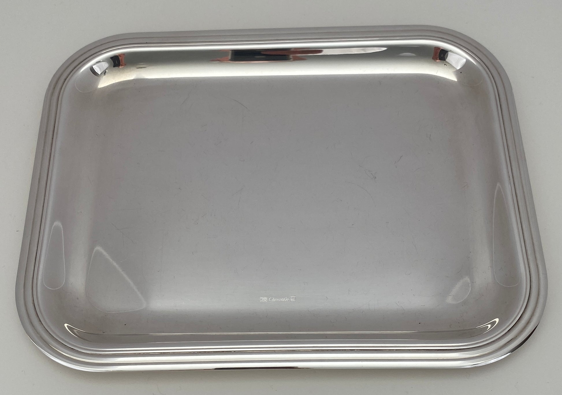Small Cocktail Tray by Christofle, French Art Deco Silver Plated Serving Tray — detail 4