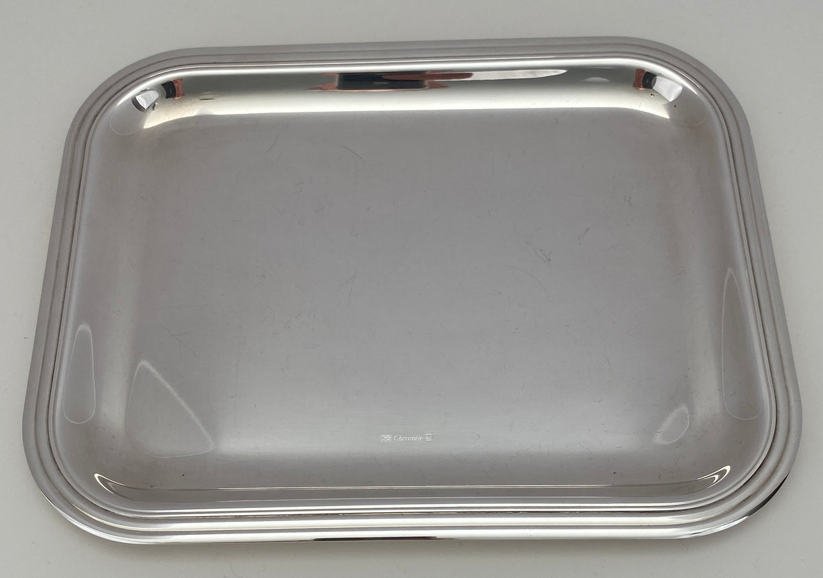 Small Cocktail Tray by Christofle, French Art Deco Silver Plated Serving Tray — detail 5