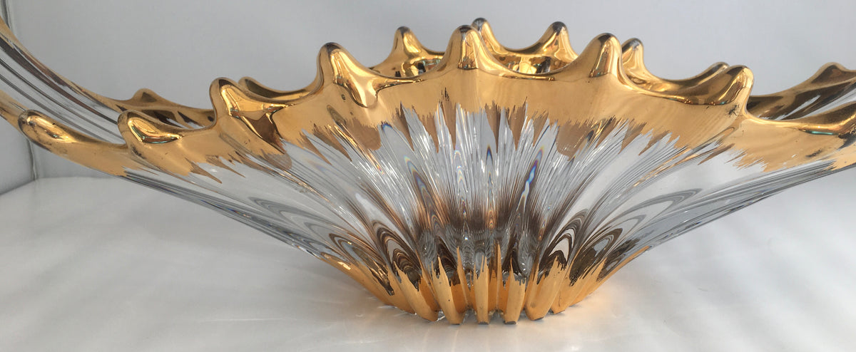 Cofrac France Midcentury Free Form Art Glass Crystal Bowl — detail 2