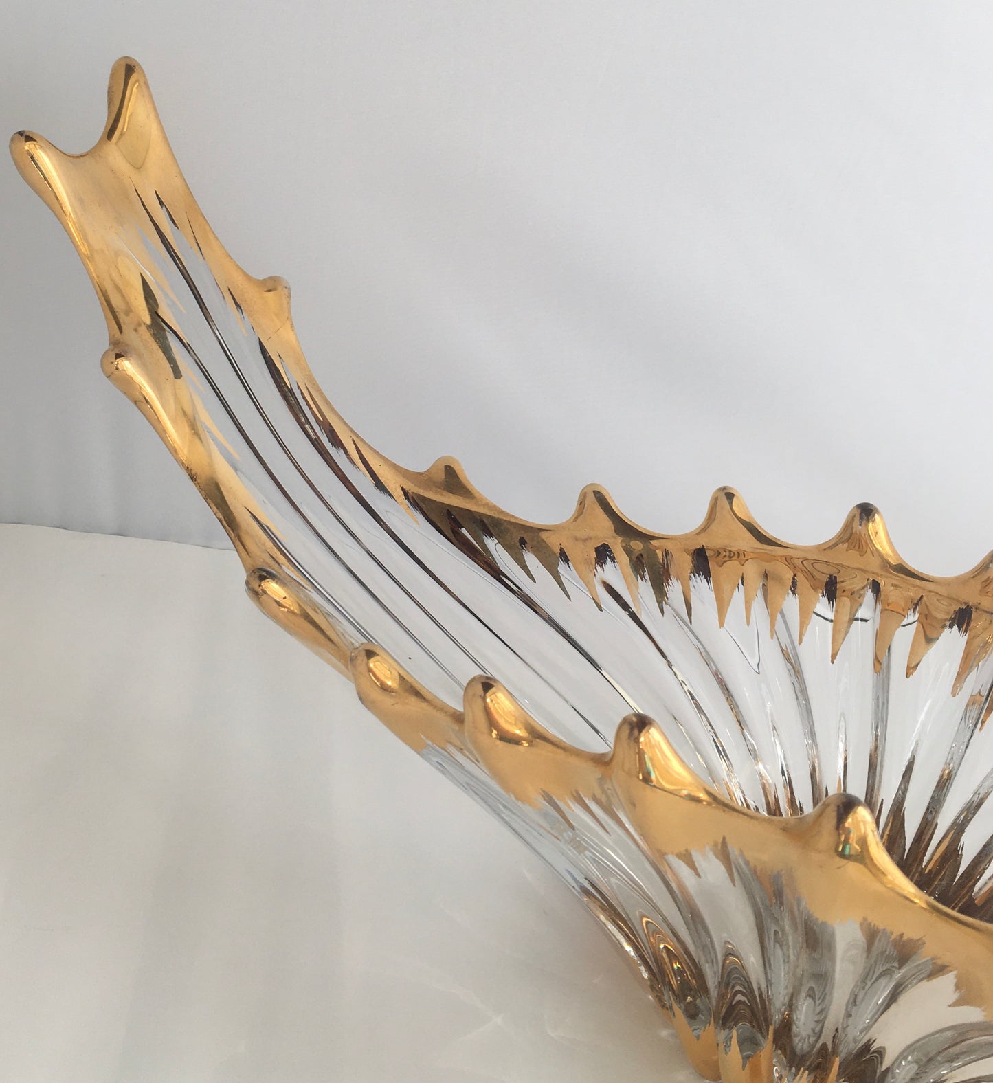 Cofrac France Midcentury Free Form Art Glass Crystal Bowl — detail 3