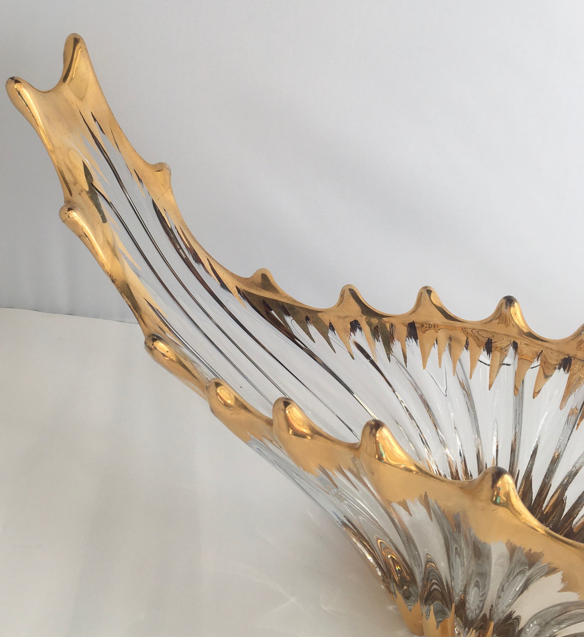 Cofrac France Midcentury Free Form Art Glass Crystal Bowl — detail 3