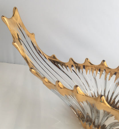 Cofrac France Midcentury Free Form Art Glass Crystal Bowl — detail 3