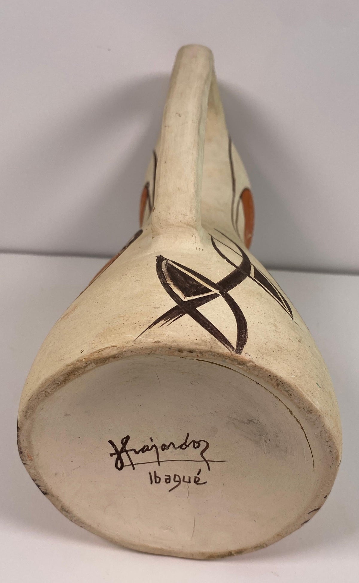 Julio Fajardo Colombian Modernist Ceramic Pitcher Vase, Figural Studio Pottery — detail 4