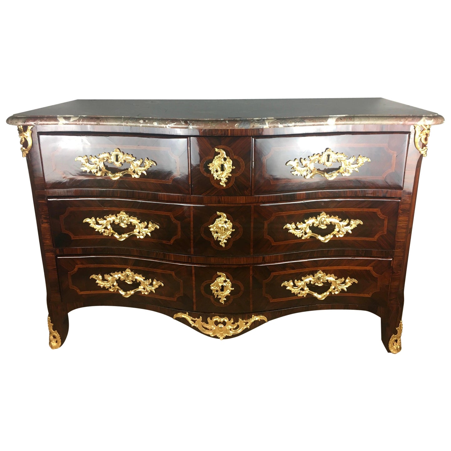 18th Century Louis XV Style Ormolu Mounted Bronze Bombe Commode, Stamped