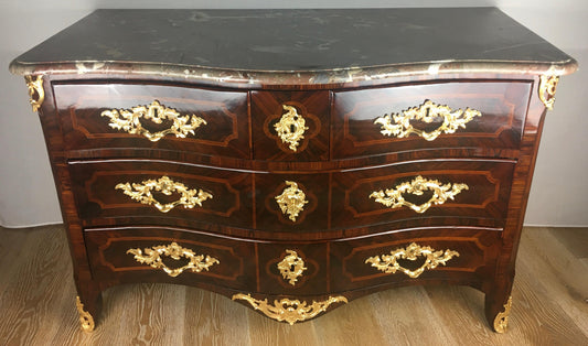 18th Century Louis XV Style Ormolu Mounted Bronze Bombe Commode, Stamped — detail 2