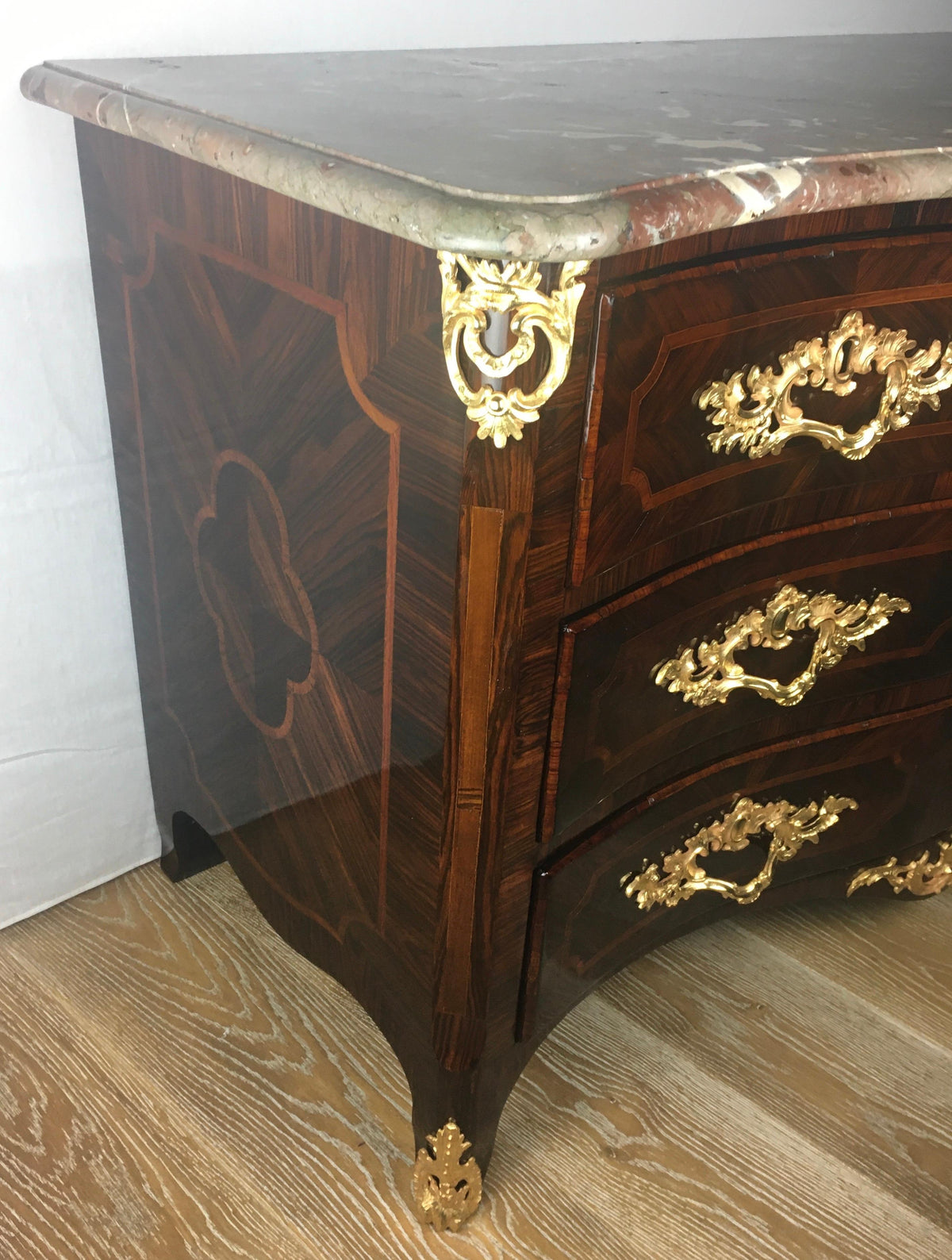 18th Century Louis XV Style Ormolu Mounted Bronze Bombe Commode, Stamped — detail 5