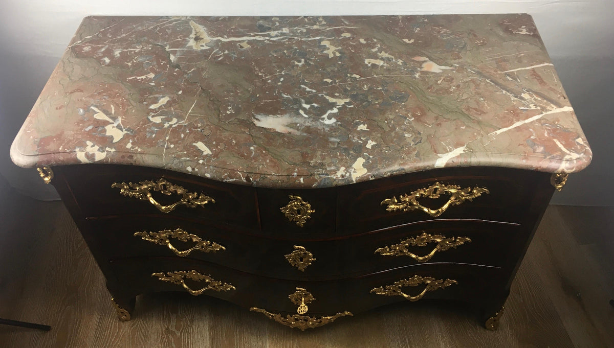 18th Century Louis XV Style Ormolu Mounted Bronze Bombe Commode, Stamped — detail 7