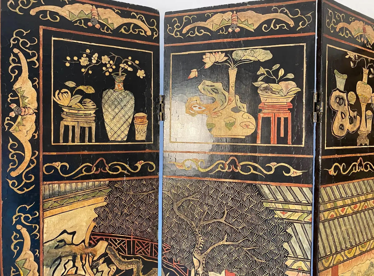 Chinese Qing Eight Panel Screen Early 19th Century Coromandel — detail 5