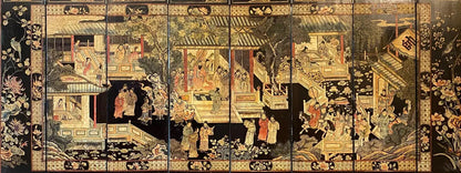 Chinese Qing Eight Panel Screen Early 19th Century Coromandel — detail 11