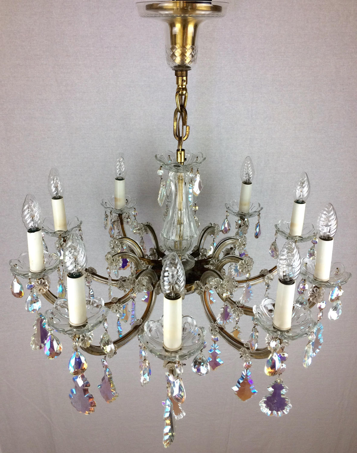 French Marie Theresa Chandelier with Colored Rock Crystals 10 Arms — detail 6