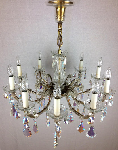 French Marie Theresa Chandelier with Colored Rock Crystals 10 Arms — detail 6