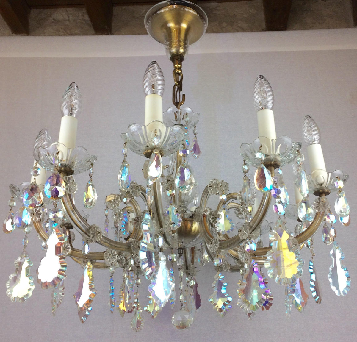 French Marie Theresa Chandelier with Colored Rock Crystals 10 Arms — detail 2