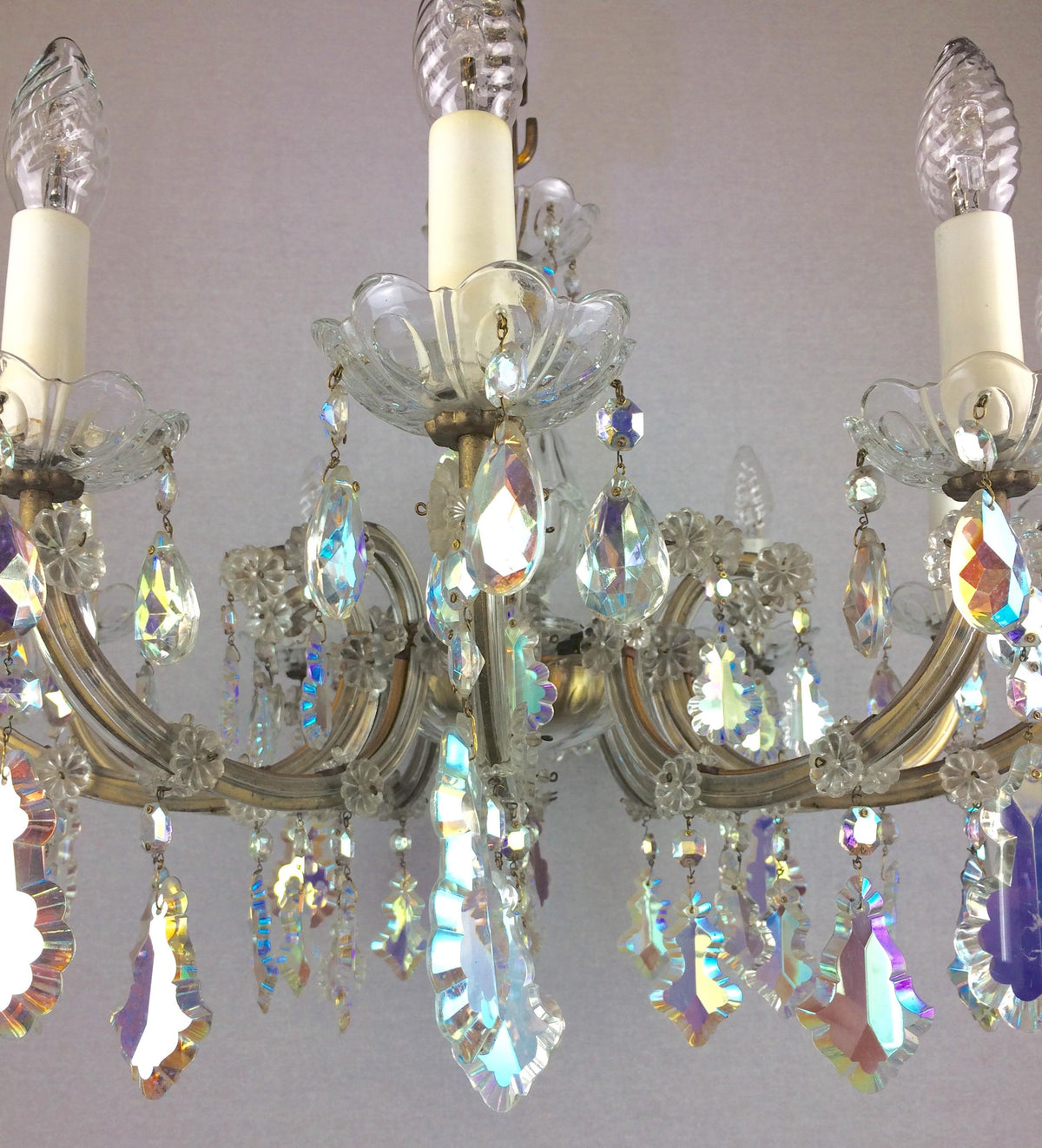 French Marie Theresa Chandelier with Colored Rock Crystals 10 Arms — detail 7