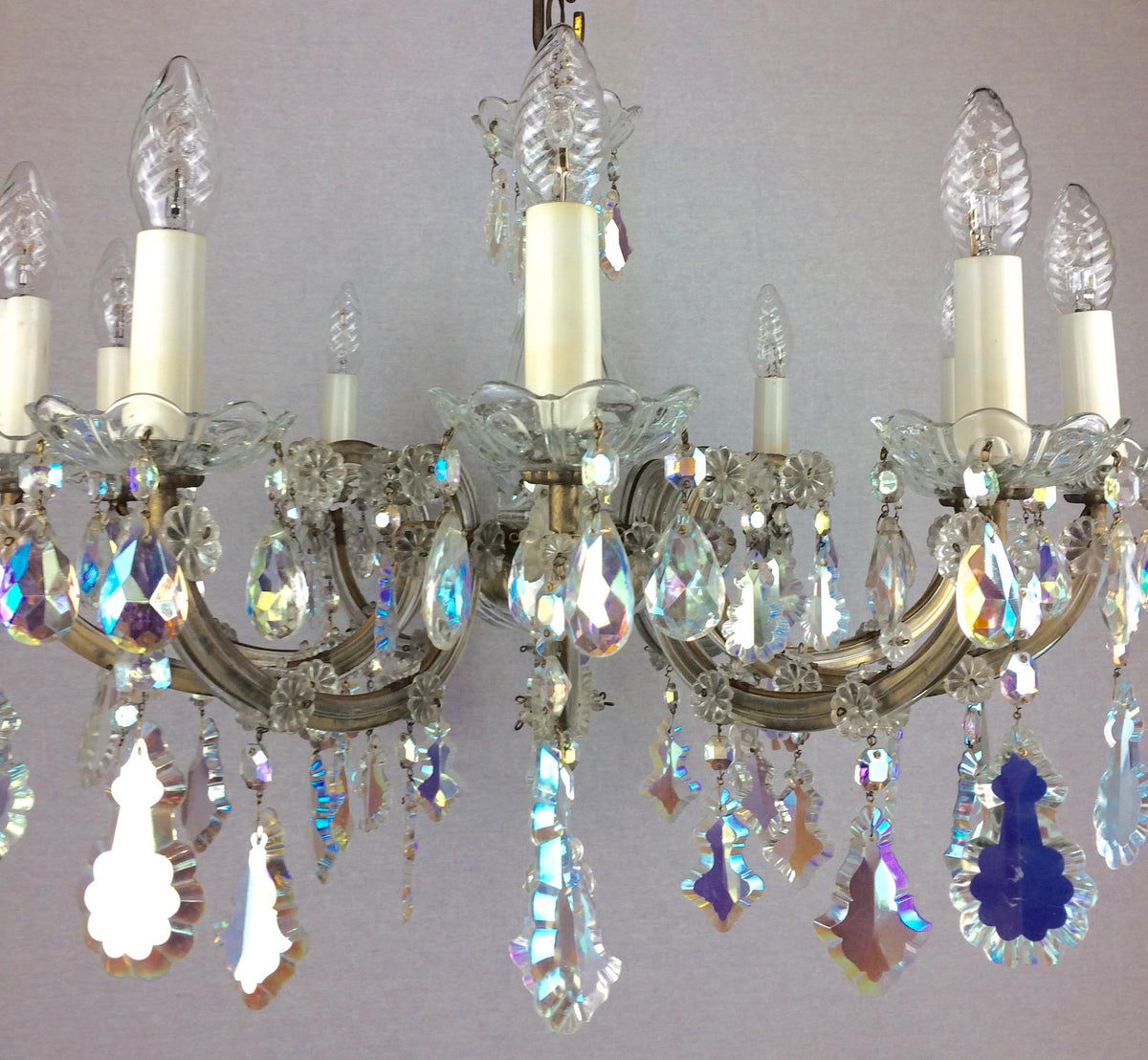 French Marie Theresa Chandelier with Colored Rock Crystals 10 Arms — detail 3