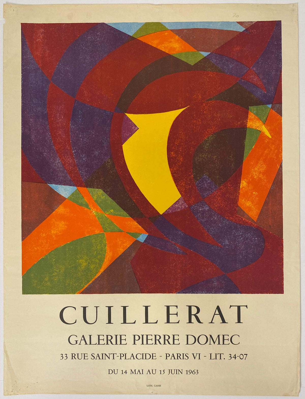 Original French Abstract Art Exhibition Poster for Parisian Galerie Pierre Domec — detail 6