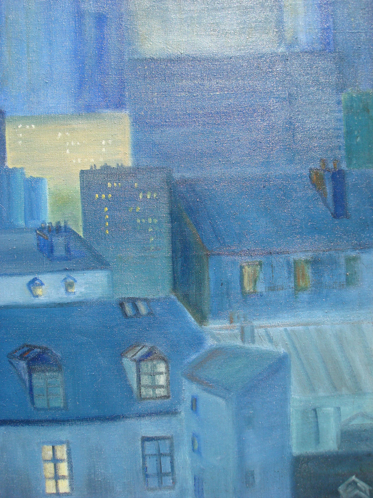 Large Contemporary Oil on Canvas Painting depicting Rooftops of Paris France — detail 4