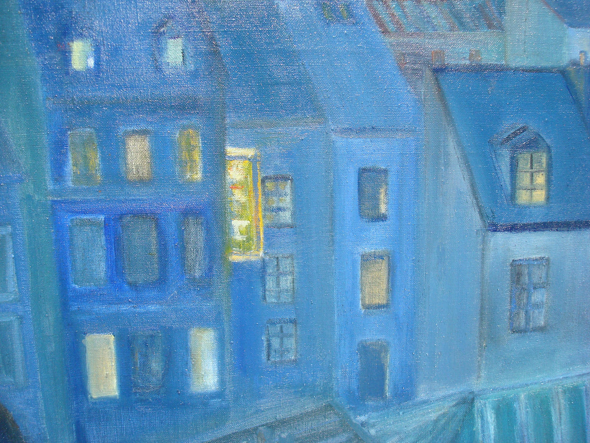 Large Contemporary Oil on Canvas Painting depicting Rooftops of Paris France — detail 5