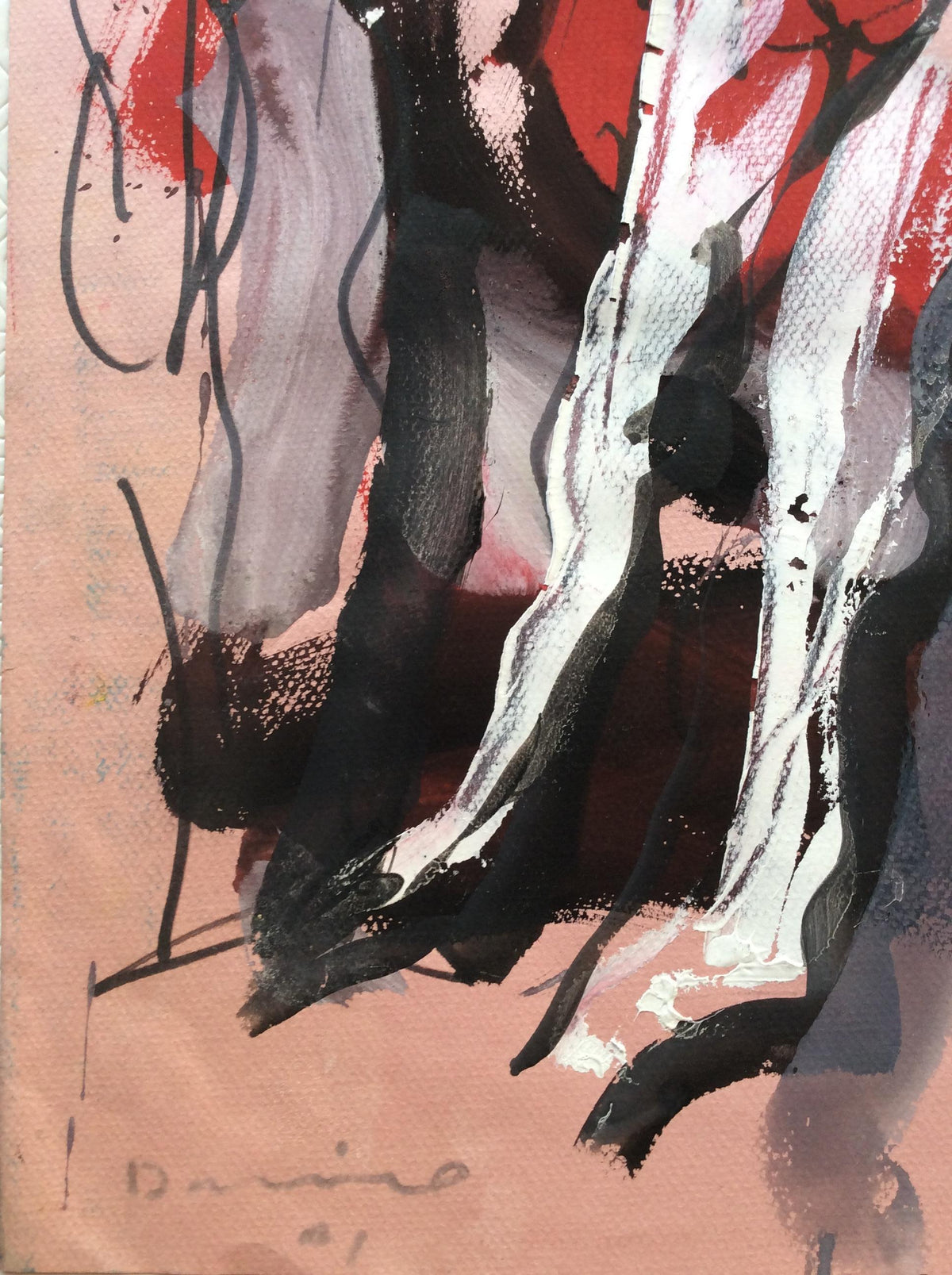Original Bernard Damiano Mid-Century Painting — detail 3