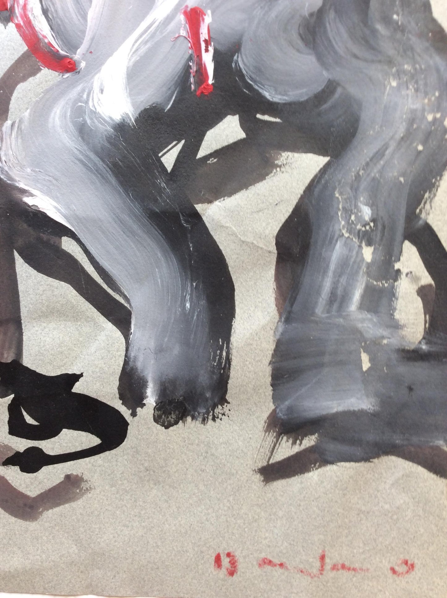 Original Bernard Damiano Mid-Century Painting Nudes — detail 4