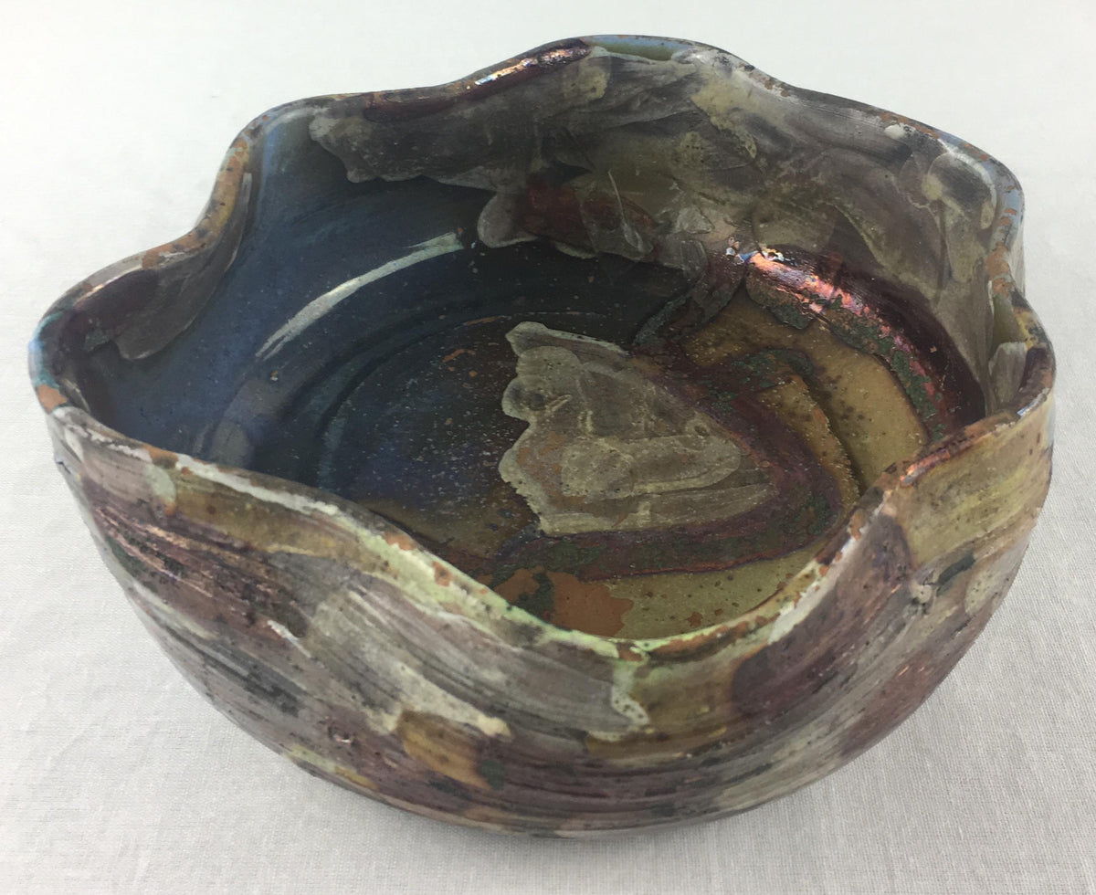 French Metallic Glaze Ceramic Bowl or Vide Poche — detail 4