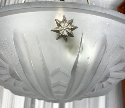 French Art Deco Pendant Chandelier in the manner of Degue — detail 6