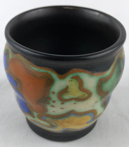 Small Gouda Pottery Art Nouveau Decorative Cup or Pen Pencil Holder — detail 3