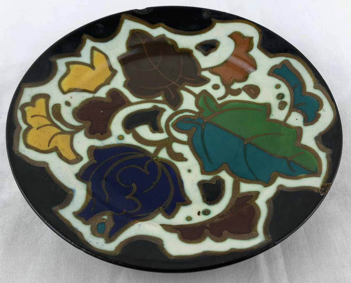 Gouda Hand Crafted Pottery Art Nouveau Decorative Dish, Holland — detail 3