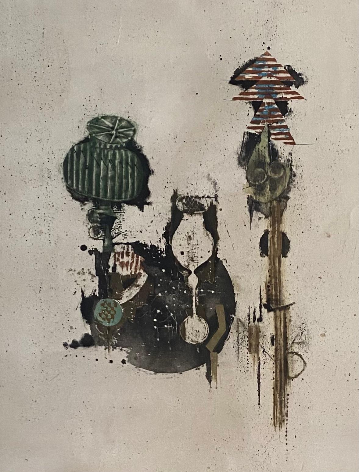 Vintage Johnny Friedlander Abstract Aquatint, circa 1960s — detail 2