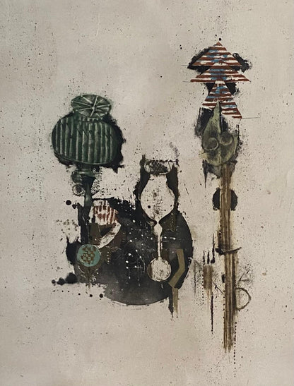 Vintage Johnny Friedlander Abstract Aquatint, circa 1960s — detail 2