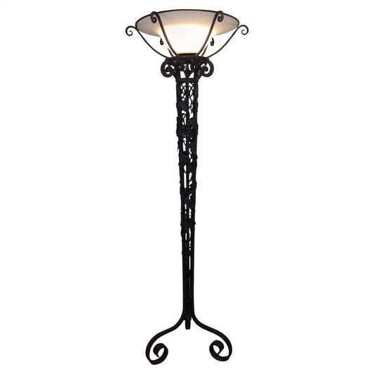French Art Deco Wrought Iron Floor Lamp in the Style of Edgar Brandt