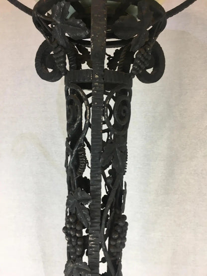 French Art Deco Wrought Iron Floor Lamp in the Style of Edgar Brandt — detail 5