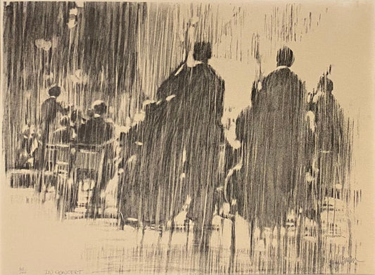 Musical Theme Lithograph Titled "in Concert" by Edna Glaubman — detail 2