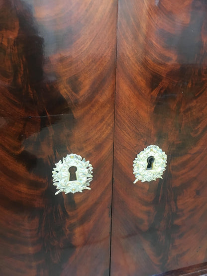 Early 19th Century French Empire Flame Mahogany Drop Front Secretary Desk — detail 16