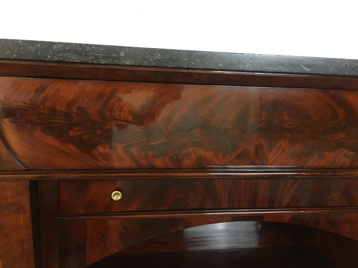 Early 19th Century French Empire Flame Mahogany Drop Front Secretary Desk — detail 3