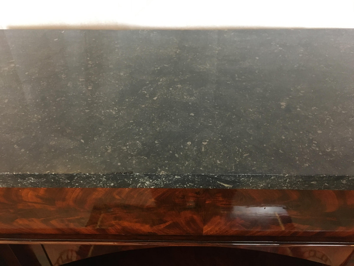 Early 19th Century French Empire Flame Mahogany Drop Front Secretary Desk — detail 17