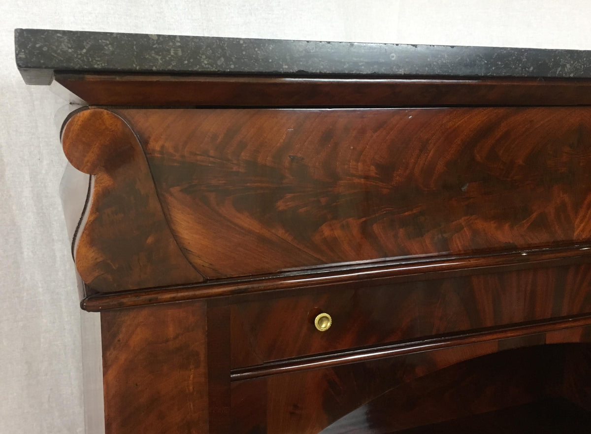 Early 19th Century French Empire Flame Mahogany Drop Front Secretary Desk — detail 5