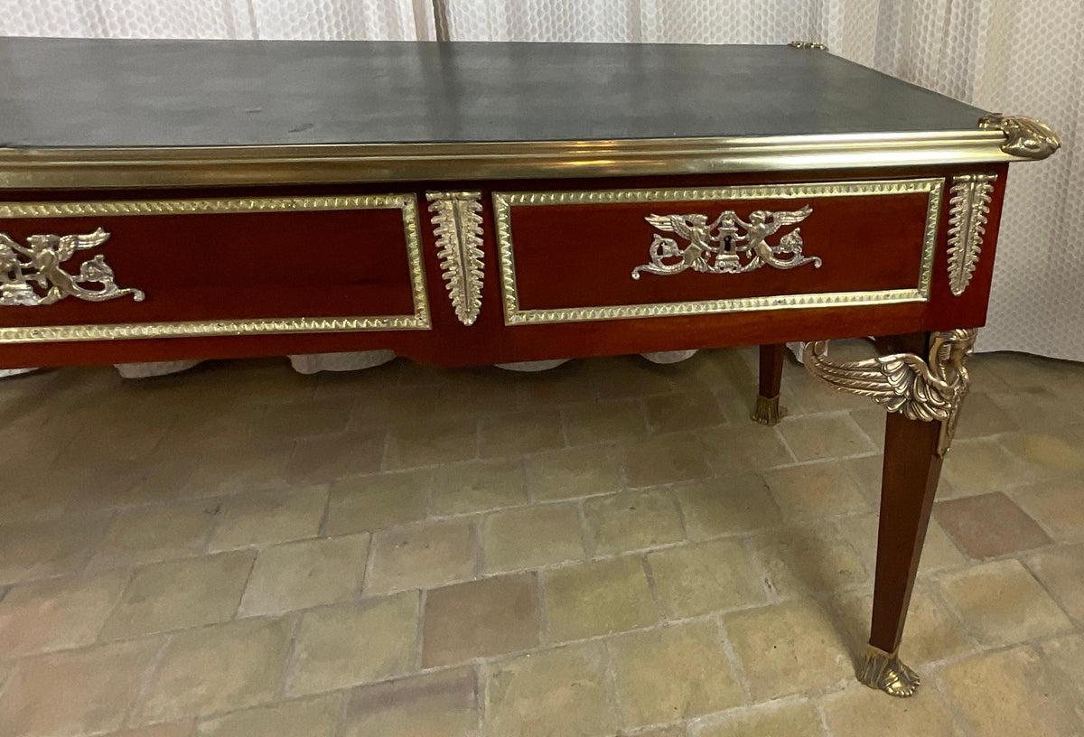 19th Century French Empire Napoleon III Bureau Plat Desk — detail 2
