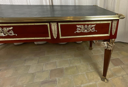 19th Century French Empire Napoleon III Bureau Plat Desk — detail 2