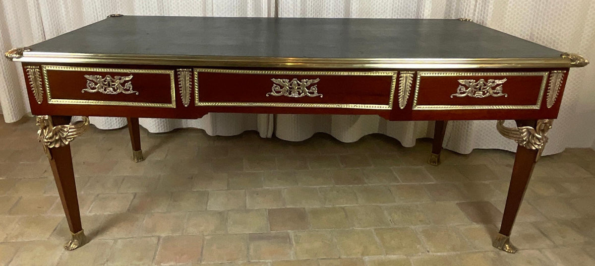 19th Century French Empire Napoleon III Bureau Plat Desk — detail 5