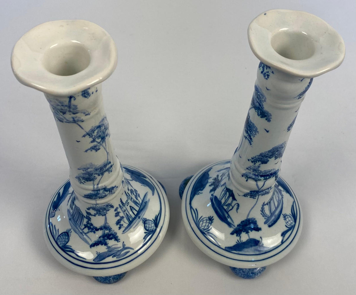 English Delft Candle Holders — detail 2