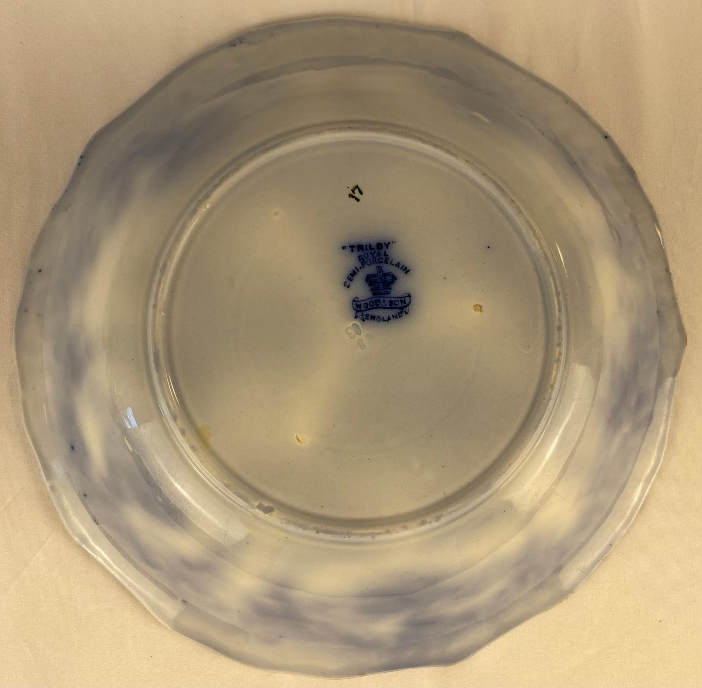 Royal England Blue and White Porcelain Bowl by Wood & Son — detail 3