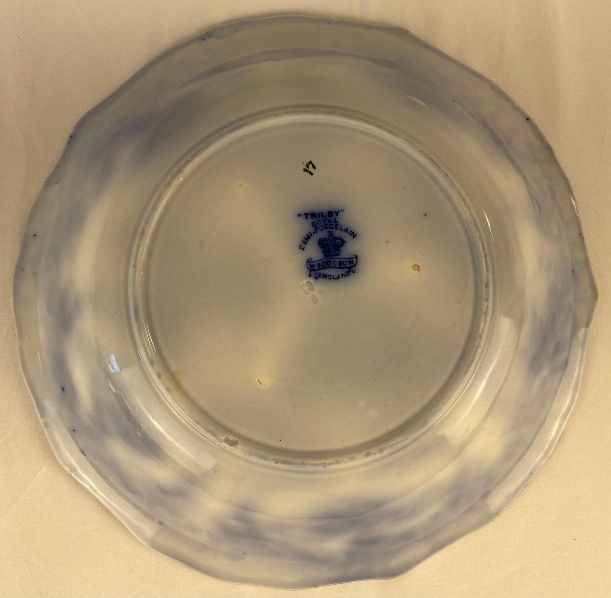 Royal England Blue and White Porcelain Bowl by Wood & Son — detail 3
